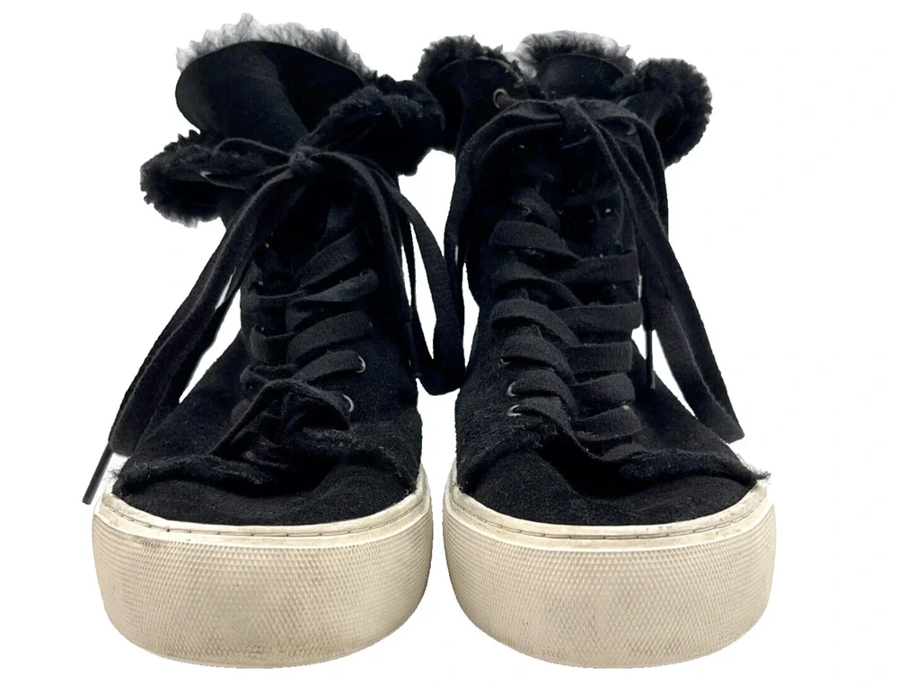 UGG Women's Beven Leather High-Top Lace-Up Sneaker Shoes Black Us Size 8